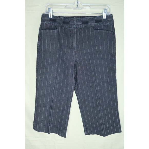 Larry Levine City Shorts Stretch Cotton Charcoal Pin Stripe Womens Size 8 EUC - Picture 1 of 3